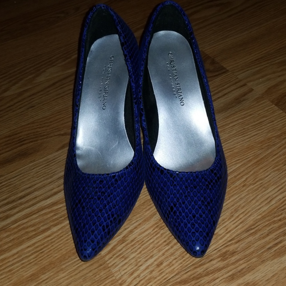 Snake Print, blue, kitten heels